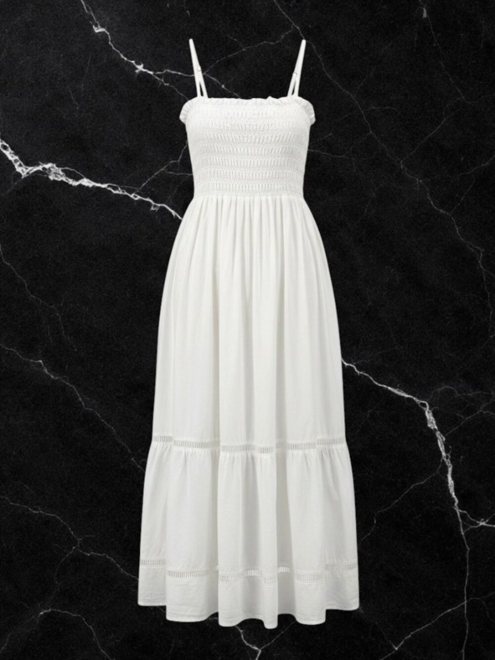 OPT White Spaghetti Strap Ruffle Bust Midi Dress XS